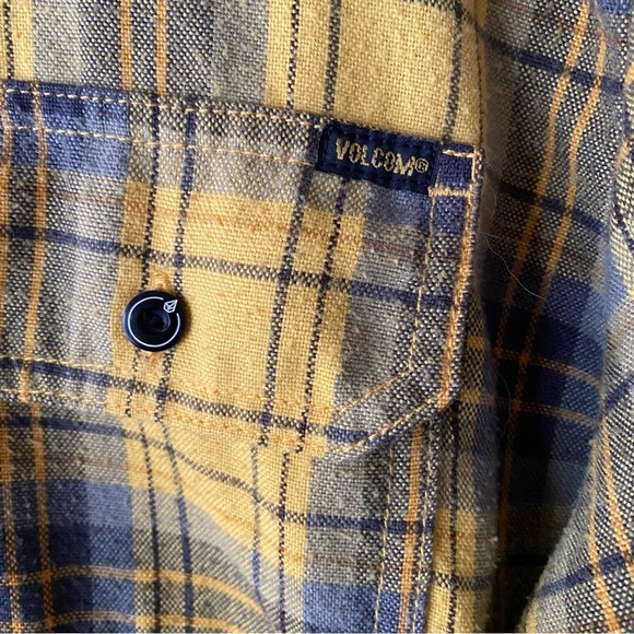 Volcom Men’s Yellow Plaid Skate Snow Longsleeve Button Down Flannel Shirt SZ M - Picture 6 of 10